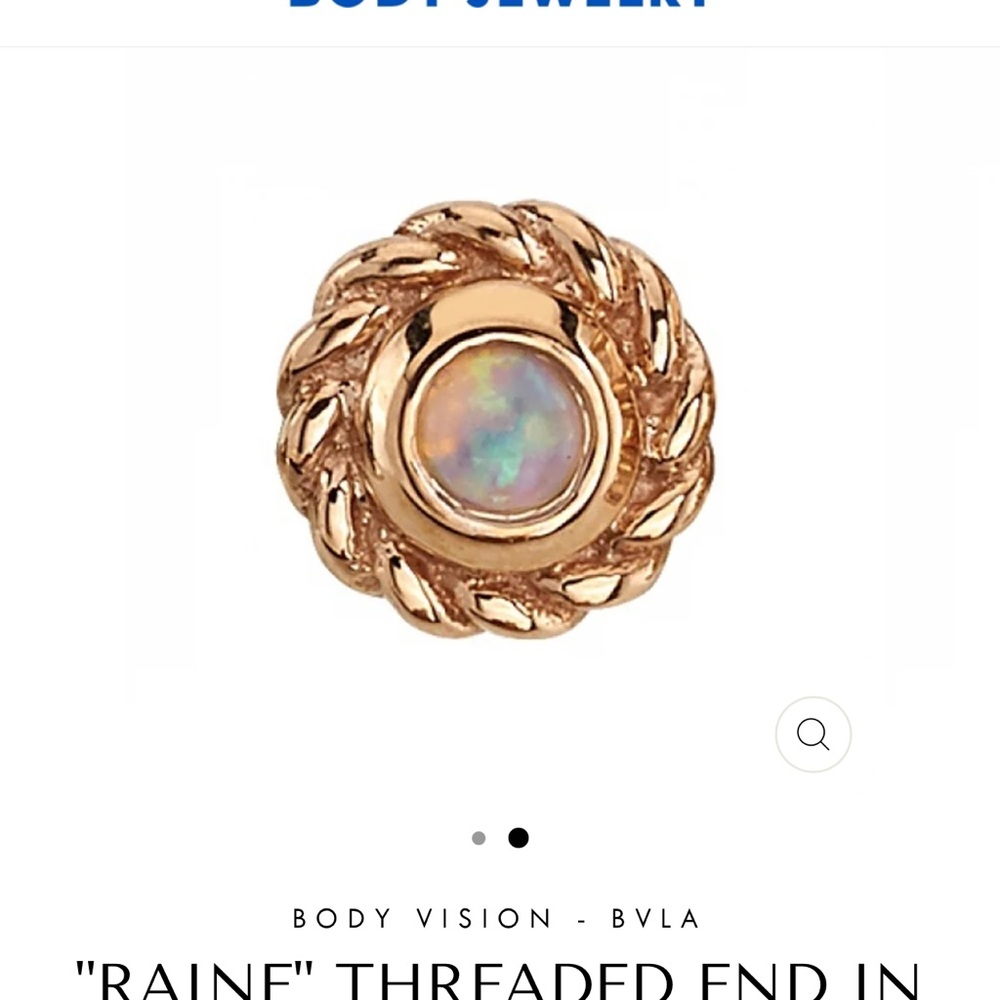 Rose Gold and gem Threaded End with post